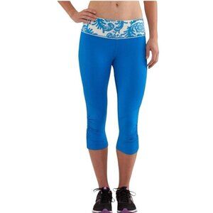 Lululemon Run For Your Life Crop Legging Women's Blue Elastic Waist Size 6